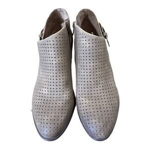 Pierre Dumas Rustic Laser Cut Micro Dot Ankle Booties Size 7.5 Brown Faux Suede